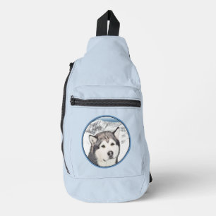 Alaskan Malamute Painting Mal Mally Sled Dog Art Crossbody Bag