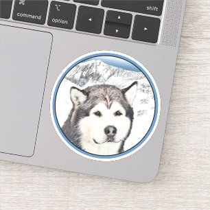 Alaskan Malamute Painting - Niedliche Original Dog Aufkleber
