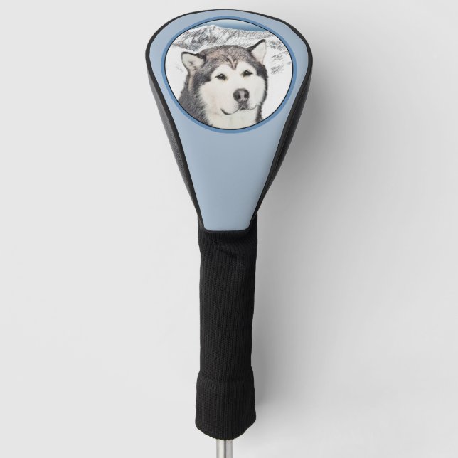 Alaskan Malamute Painting - Niedliche Original Dog Golf Headcover (Vorderseite)
