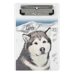 Alaskan Malamute Painting - Niedliche Original Dog Mini Klemmbrett
