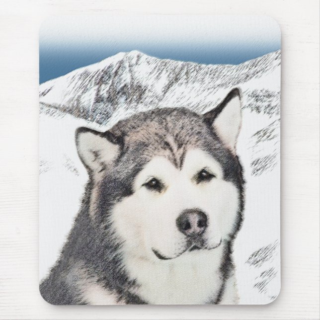 Alaskan Malamute Painting - Niedliche Original Dog Mousepad (Vorne)