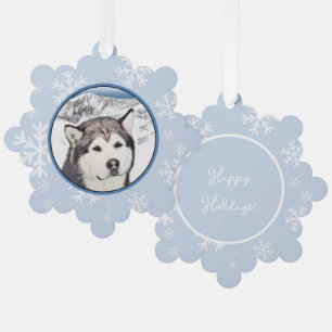 Alaskan Malamute Painting - Niedliche Original Dog Ornament Karte