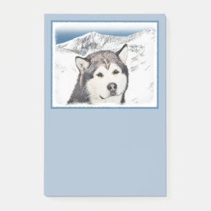 Alaskan Malamute Painting - Niedliche Original Dog Post-it Klebezettel
