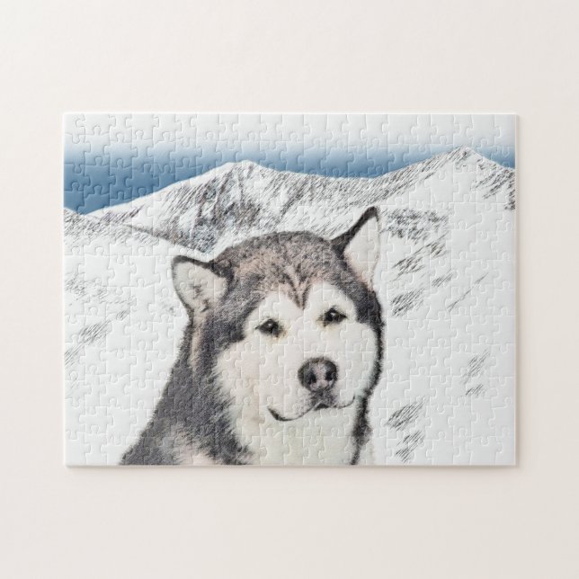 Alaskan Malamute Painting - Niedliche Original Dog Puzzle (Horizontal)
