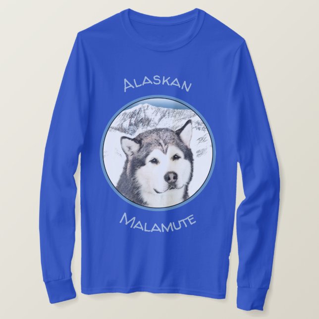 Alaskan Malamute Painting - Niedliche Original Dog T-Shirt (Design vorne)
