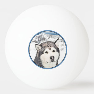 Alaskan Malamute Painting - Niedliche Original Dog Tischtennisball