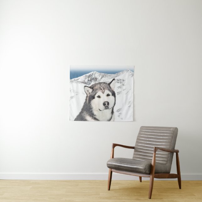Alaskan Malamute Painting - Niedliche Original Dog Wandteppich (Beispiel (Horizontal))