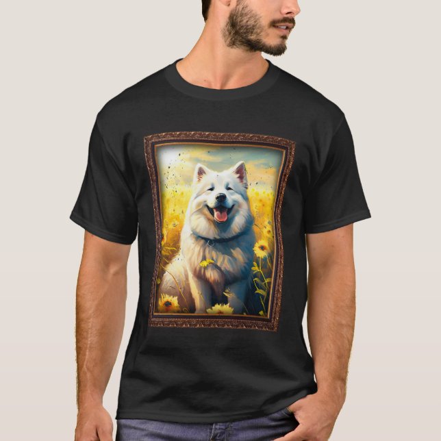 Alaskan Malamute Painting Sunflower Flower Mom Wom T-Shirt (Vorderseite)