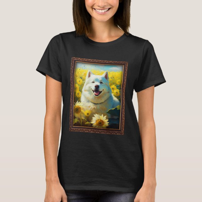 Alaskan Malamute Painting Sunflower Flower Mom Wom T-Shirt (Vorderseite)