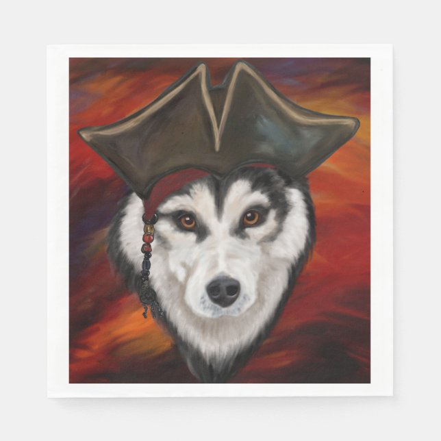 Alaskan Malamute Pirate Serviette (Vorderseite)
