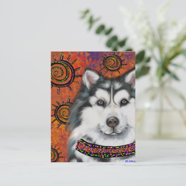 ALASKAN MALAMUTE POSTKARTE (Stehend Vorderseite)
