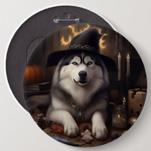 Alaskan Malamute Pumpkins Halloween Beängstigend Button