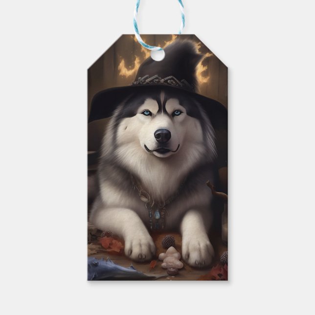 Alaskan Malamute Pumpkins Halloween Beängstigend Geschenkanhänger (Vorderseite)