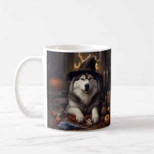 Alaskan Malamute Pumpkins Halloween Beängstigend Kaffeetasse