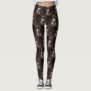 Alaskan Malamute Pumpkins Halloween Beängstigend Leggings