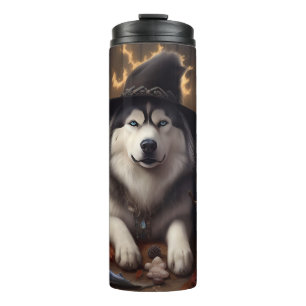 Alaskan Malamute Pumpkins Halloween Beängstigend Thermosbecher