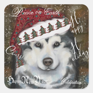 Alaskan Malamute Quadratischer Aufkleber