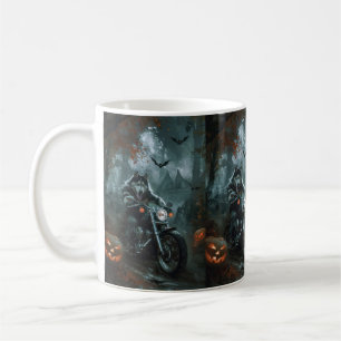 Alaskan Malamute Riding Motorrad Halloween Beängst Kaffeetasse