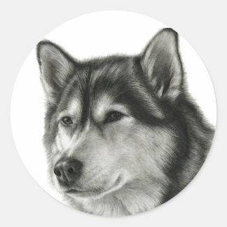 Alaskan Malamute Runder Aufkleber