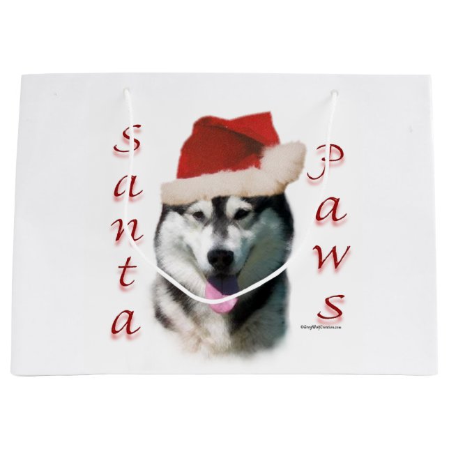Alaskan Malamute Santa Paws Große Geschenktüte (Vorderseite)