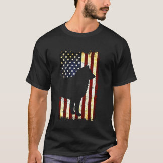 Alaskan Malamute Silhouette American Flag 4. J T-Shirt