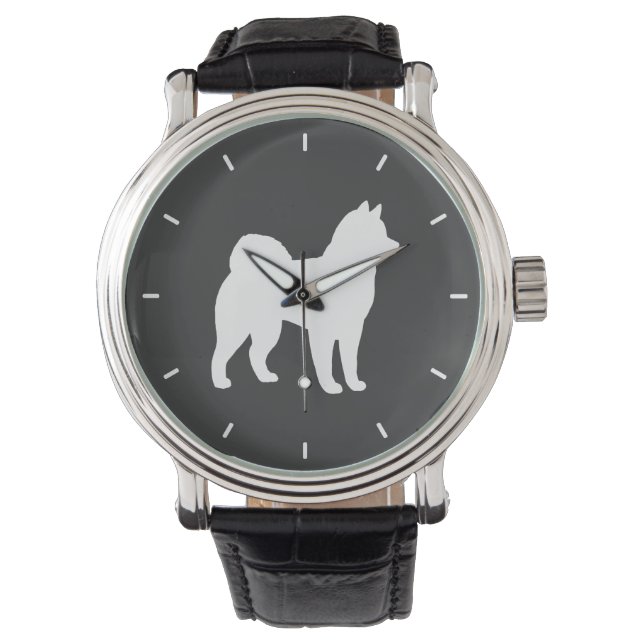 Alaskan Malamute Silhouette Armbanduhr (Vorderseite)