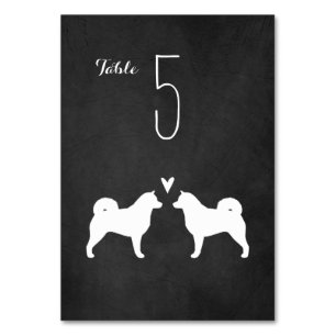 Alaskan Malamute Silhouetten Hochzeit Empfang Tischnummer