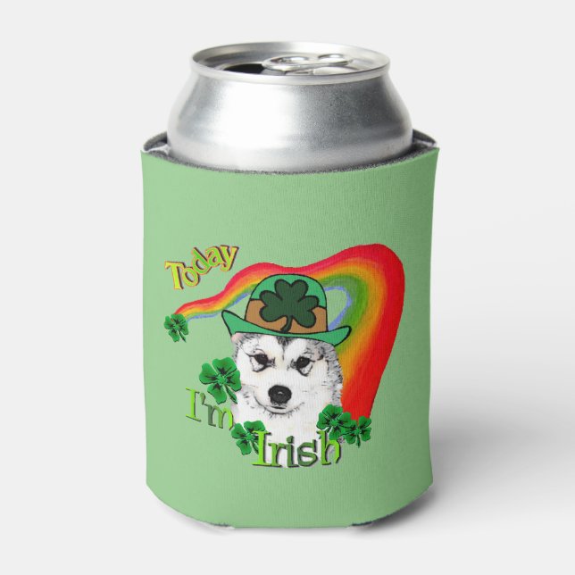 Alaskan Malamute St. Patricks Day Dosenkühler (Kanne Vorderseite)