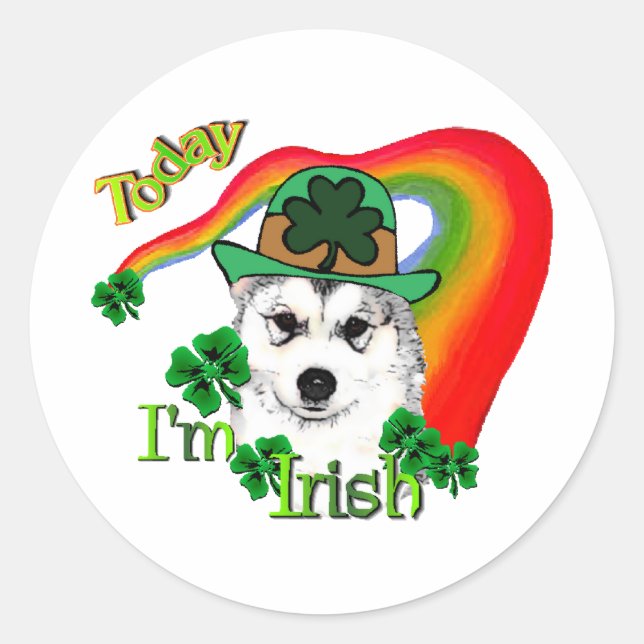 Alaskan Malamute St. Patrick's Day Runder Aufkleber (Vorderseite)