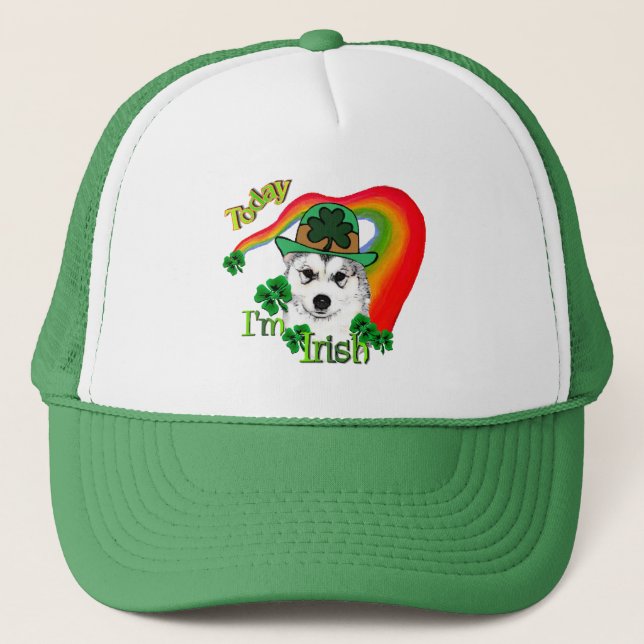 Alaskan Malamute St. Patrick's Day Truckerkappe (Vorderseite)