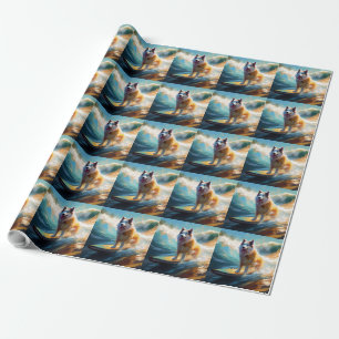 Alaskan Malamute Strand Surfen Malerei Geschenkpapier