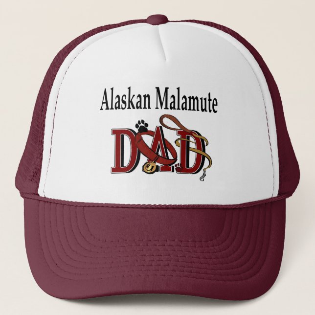 Alaskan Malamute Vater Apparel Truckerkappe (Vorderseite)