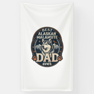 Alaskan Malamute Vater Hund Portrait Berge Abzeich Banner