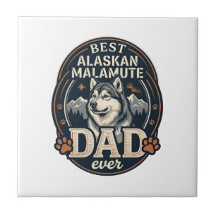 Alaskan Malamute Vater Hund Portrait Berge Abzeich Fliese