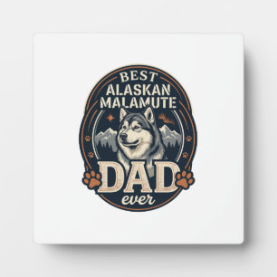 Alaskan Malamute Vater Hund Portrait Berge Abzeich Fotoplatte
