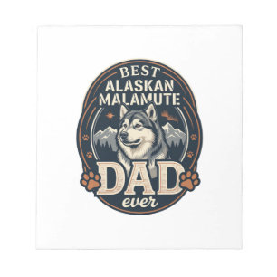 Alaskan Malamute Vater Hund Portrait Berge Abzeich Notizblock