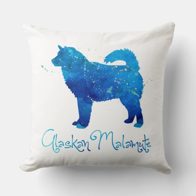 Alaskan Malamute Watercolor Kissen (Vorderseite)
