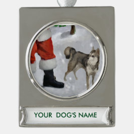 Alaskan Malamute Weihnachten Personalisiert Banner-Ornament Silber