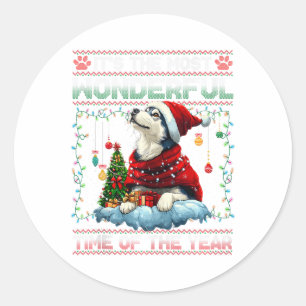 Alaskan Malamute Weihnachtsbaumdekorationen Dog Lo Runder Aufkleber