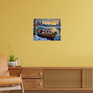 Alaskan Malamute Weihnachtsboot Urlaub Poster
