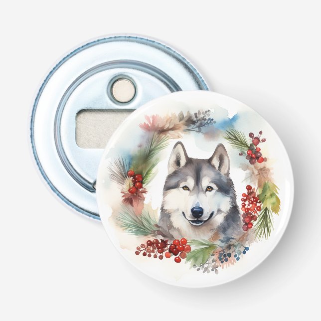 Alaskan Malamute Weihnachtsfeiertag Flaschenöffner (Vorderseite)