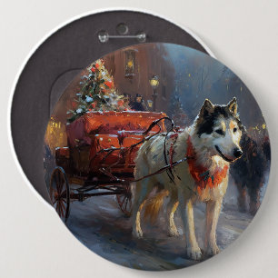 Alaskan Malamute Weihnachtsfest Saison Button