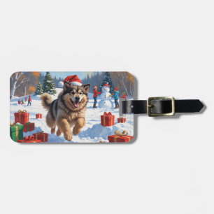 Alaskan Malamute Weihnachtsfest Schneeszene Gepäckanhänger