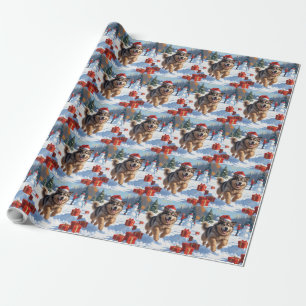Alaskan Malamute Weihnachtsfest Schneeszene Geschenkpapier