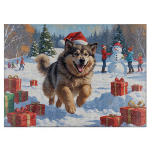 Alaskan Malamute Weihnachtsfest Schneeszene Schneidebrett