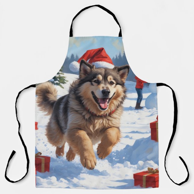 Alaskan Malamute Weihnachtsfest Schneeszene Schürze (Vorderseite)