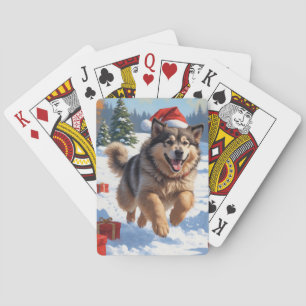 Alaskan Malamute Weihnachtsfest Schneeszene Spielkarten