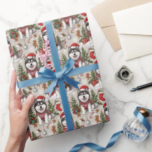 Alaskan Malamute Weihnachtsmuster Geschenkpapier