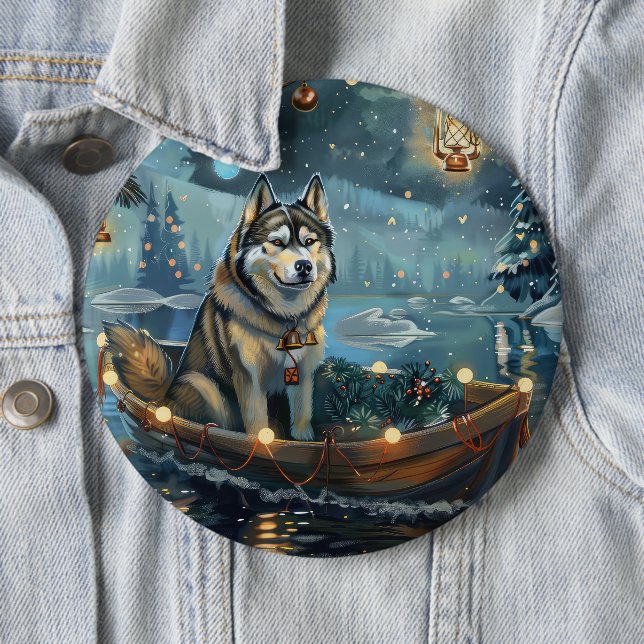 Alaskan Malamute Weihnachtsreise Button (Beispiel)