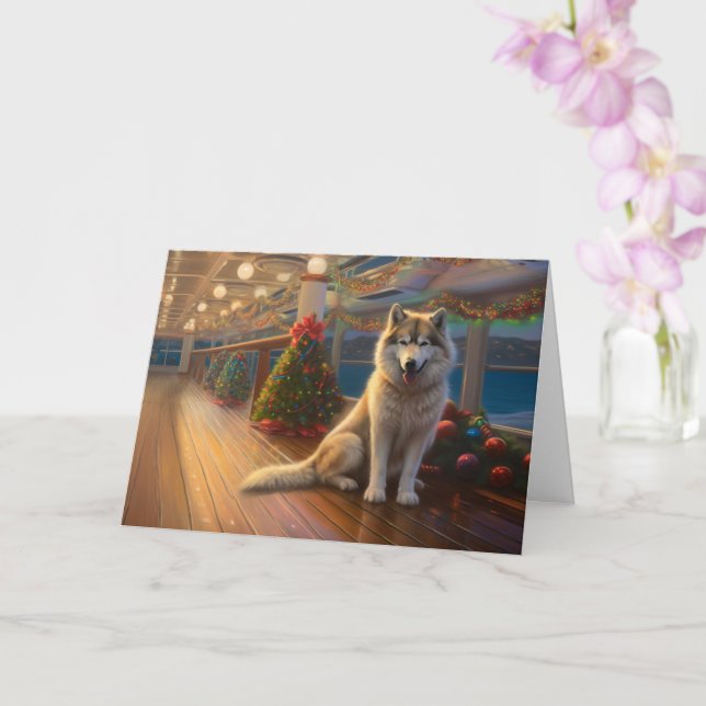 Alaskan Malamute Weihnachtsreise: Feierabend Karte (Orchidee)